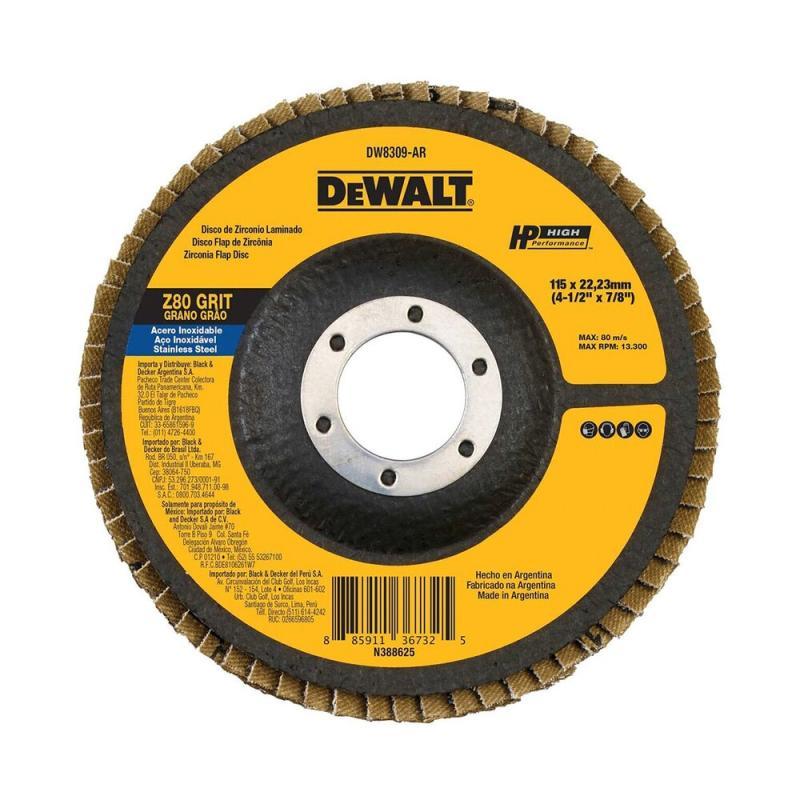 Disco Flap Dewalt 4 1/2 x 7/8 G80 Cônico - 1