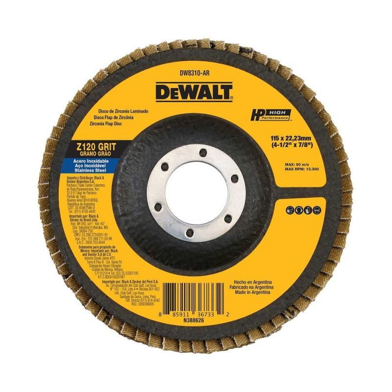 Disco Flap Dewalt 4 1/2 x 7/8 G120 Cônico - 1