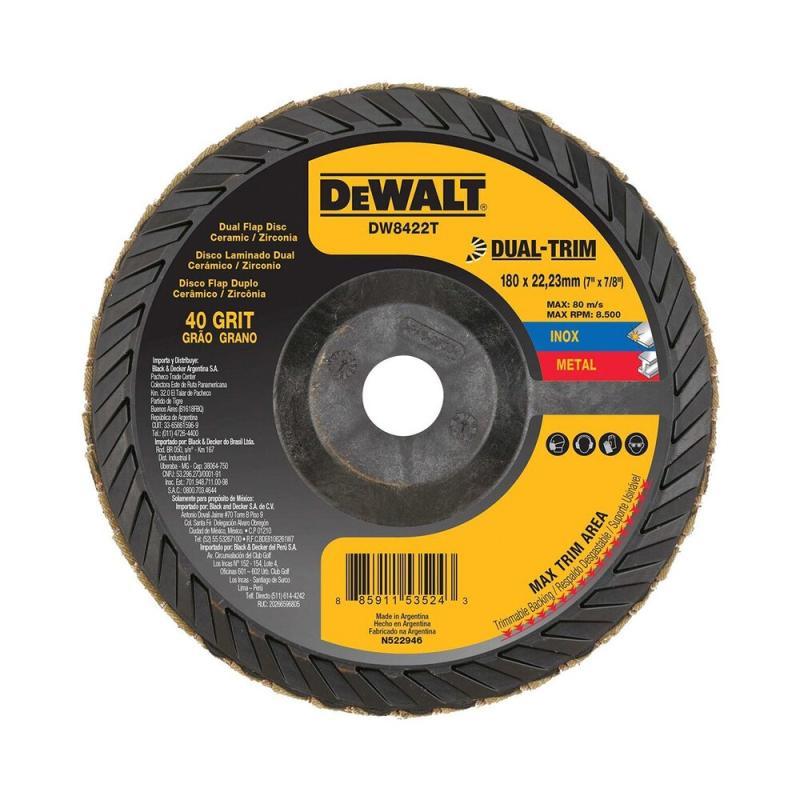 Disco Flap Dewalt 7 x 7/8 G40 Dual-Trim - 1