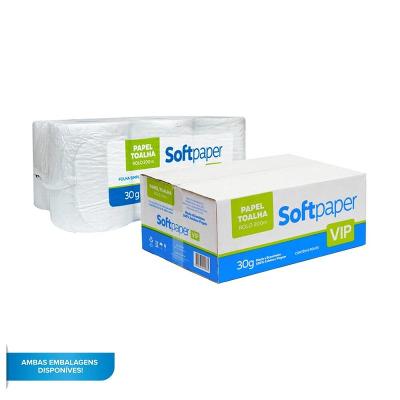 Papel Toalha Folha Simples 200 Metros 6 Bobinas 30g | Softpaper Vip