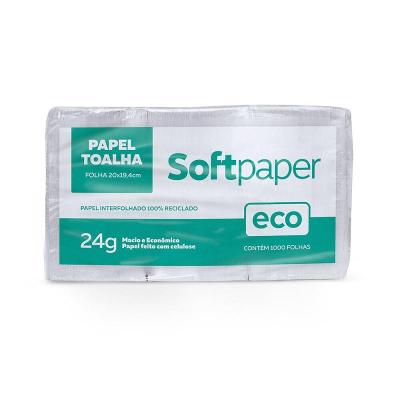 Papel Toalha Interfolhado Folha Simples 24g 2000 folhas | Softpaper Eco