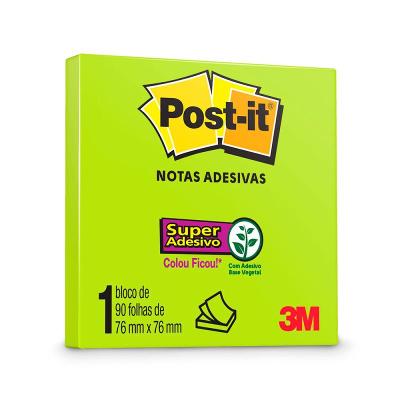Bloco Adesivo Verde Neon 76 mm x 76 mm 90 folhas | Post-it 3M