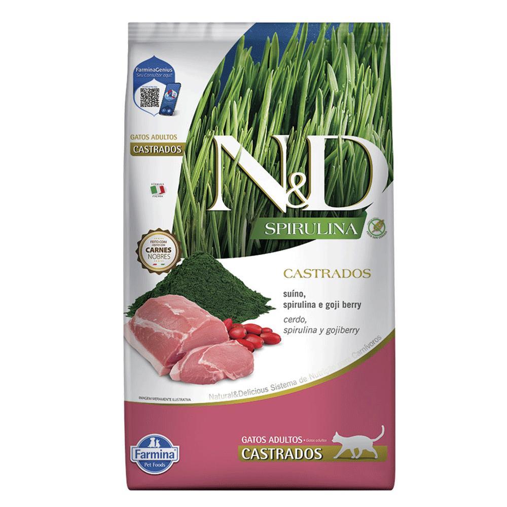 Ração N&amp;D Spirulina Gatos Adultos Castrados Suíno - 2