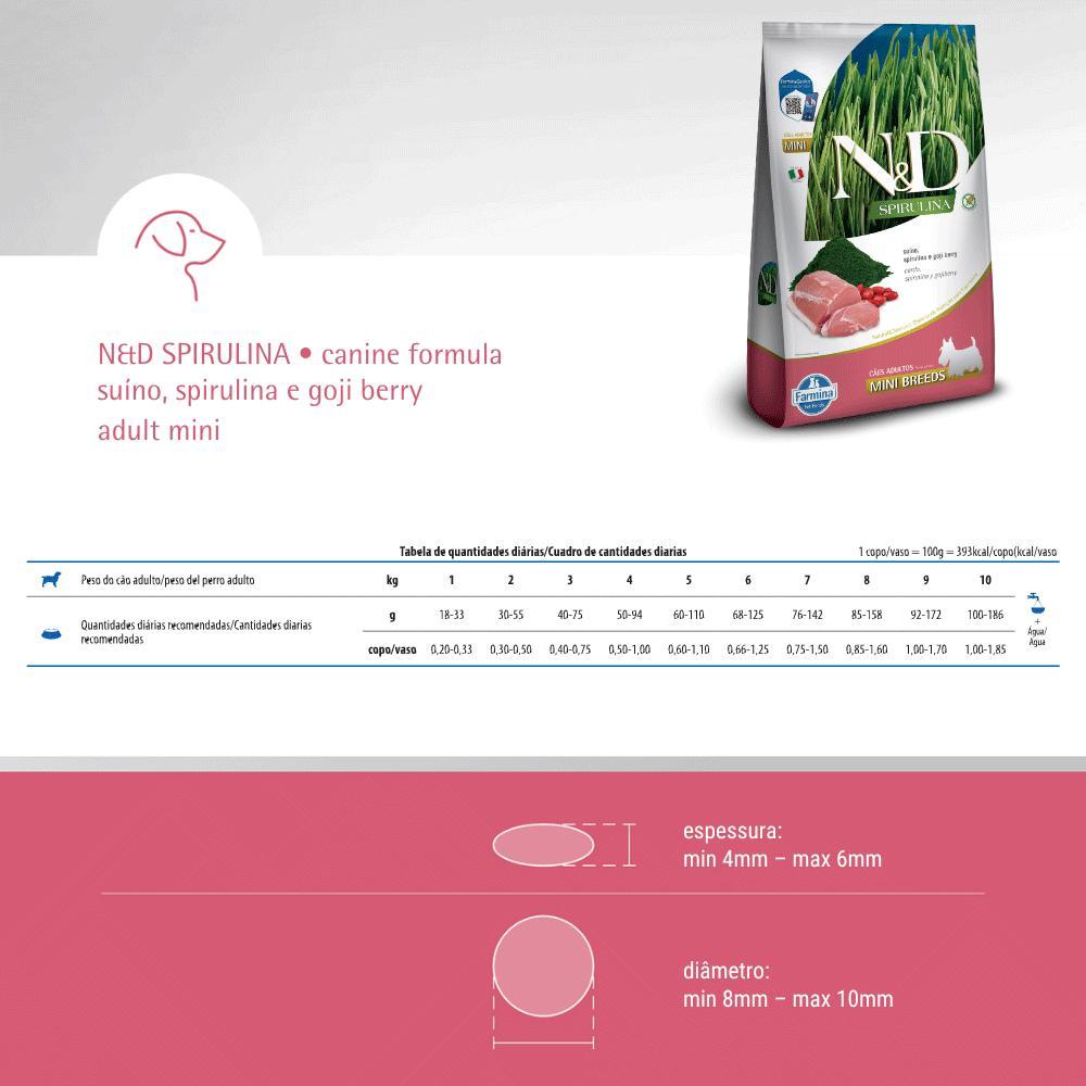 Ração N&amp;D Spirulina Cães Adultos Mini Suíno - 7