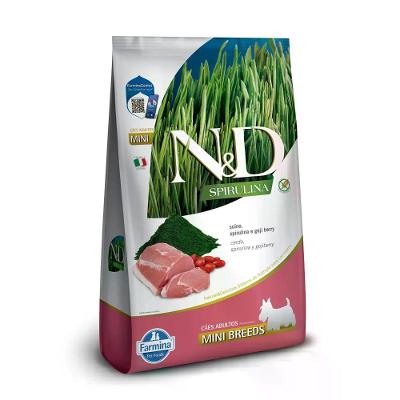 Ração N&amp;D Spirulina Cães Adultos Mini Suíno