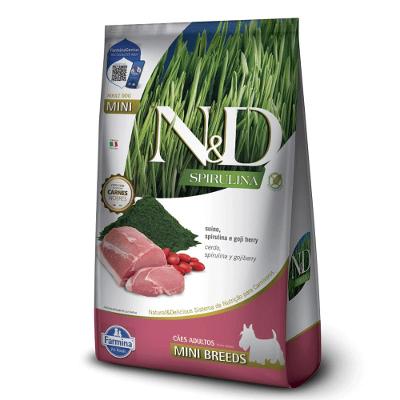 Ração N&amp;D Spirulina Cães Adultos Mini Suíno