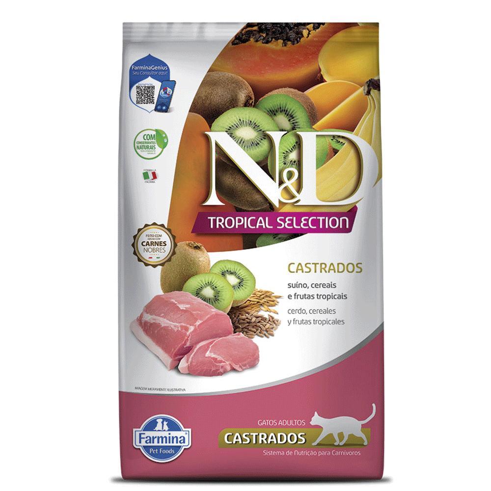 Ração N&amp;D Tropical Selection Gatos Castrados Suíno - 2