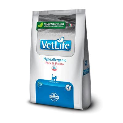 Ração Vet Life Natural Gatos Adultos Hypoallergenic Porco e Batata