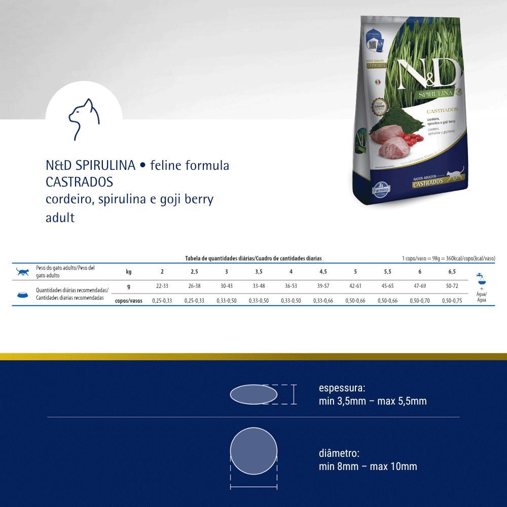 Ração N&amp;D Spirulina Gatos Adultos Castrados Cordeiro - 8