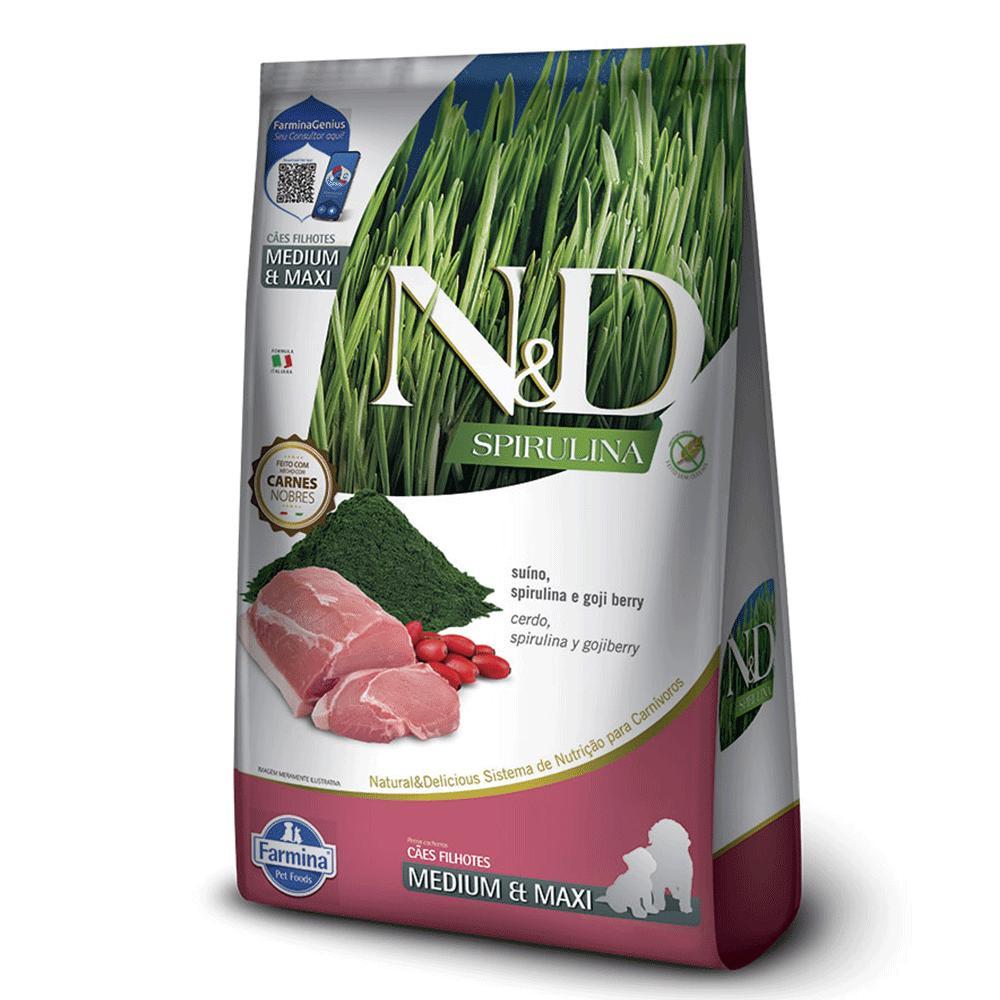 Ração N&amp;D Spirulina Cães Puppy Medium e Maxi Suíno - 1