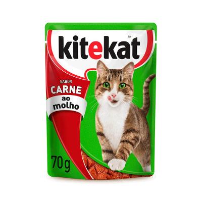 Ração Úmida KiteKat Sachê para Gatos Adultos Carne ao Molho