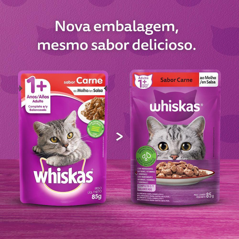 Ração Úmida Whiskas Sachê Carne ao Molho Gatos Adultos - 3