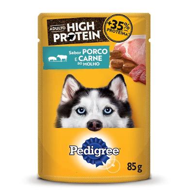 Ração Úmida Pedigree Sachê High Protein Cães Adultos Porco e Carne ao Molho