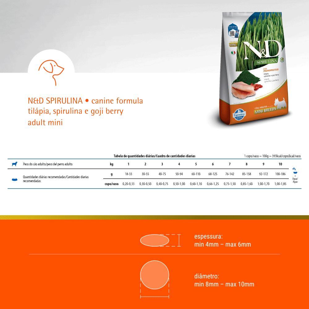 Ração N&amp;D Spirulina Cães Adultos Mini Tilápia - 8
