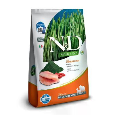 Ração N&amp;D Spirulina Cães Adultos Medium e Maxi Tilápia