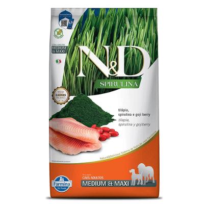 Ração N&D Spirulina Cães Adultos Medium e Maxi Tilápia