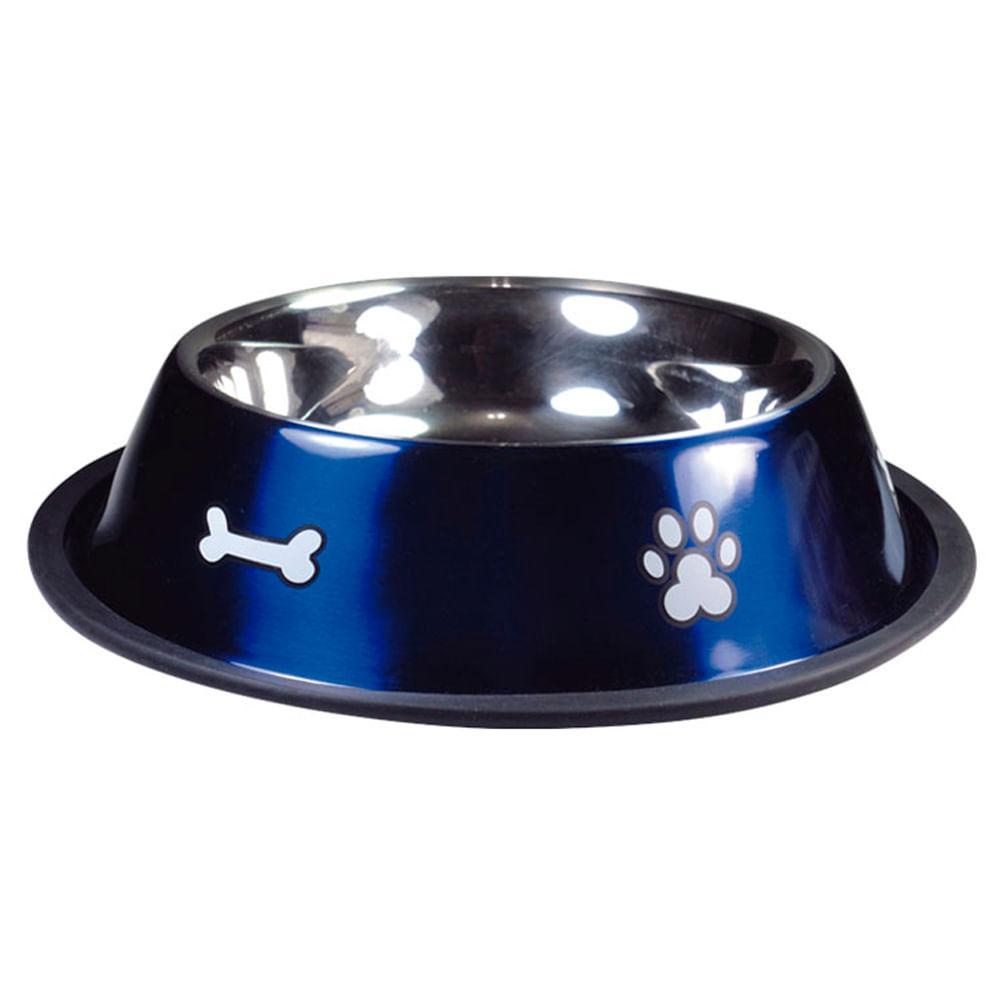 Comedouro Inox Rubber Print Azul Jambo - 1