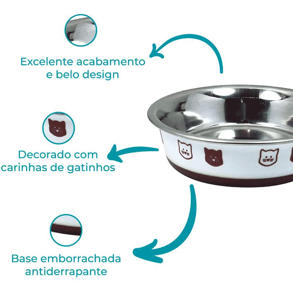 Comedouro Gatos Inox Fusion Branco Jambo - 2