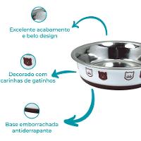 Comedouro Gatos Inox Fusion Branco Jambo - 2