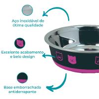 Comedouro Gatos Inox Fusion Rosa Jambo - 2