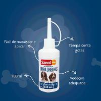 Loção Limpa Orelhas Cães e Gatos Sanol