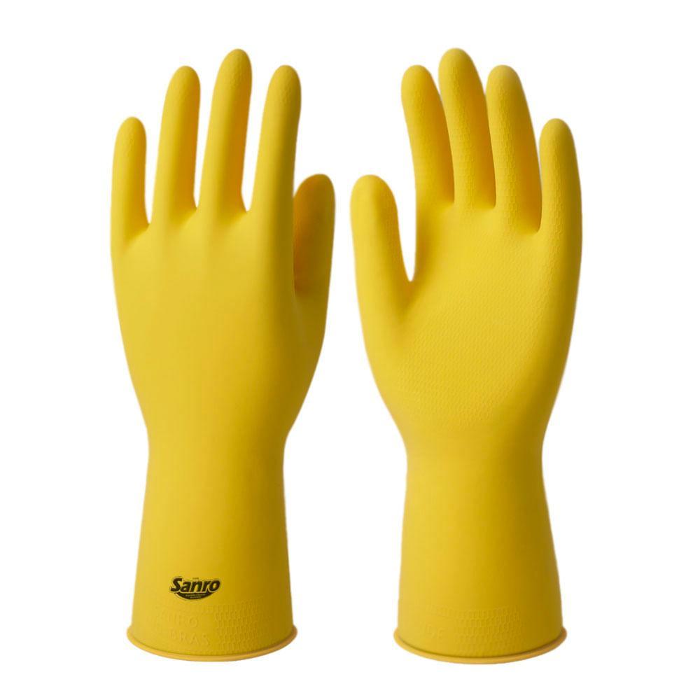 Luva de Látex Multiuso Top Sanro Amarela - 2