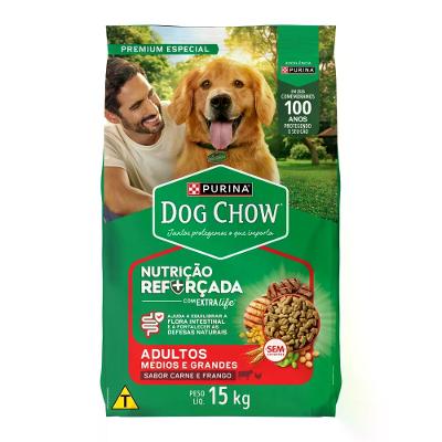 Ração Dog Chow Cães Adultos Médios e Grandes Carne, Frango e Arroz