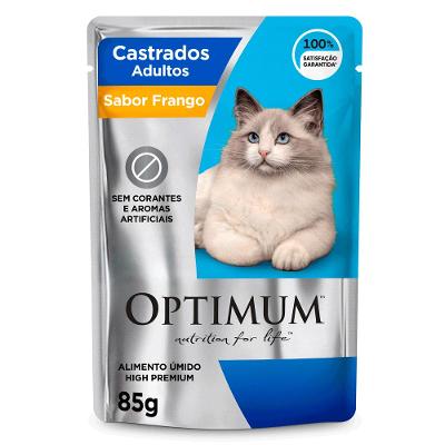 Ração Úmida Optimum Sachê Gatos Adultos Castrados Frango