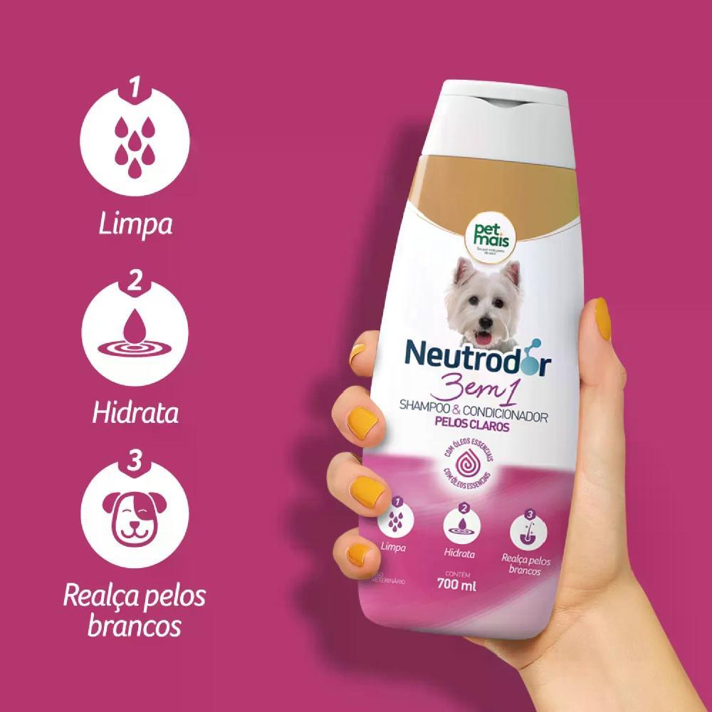 Shampoo e Condicionador 3 em 1 para Pelos Claros Neutrodor Petmais - 3