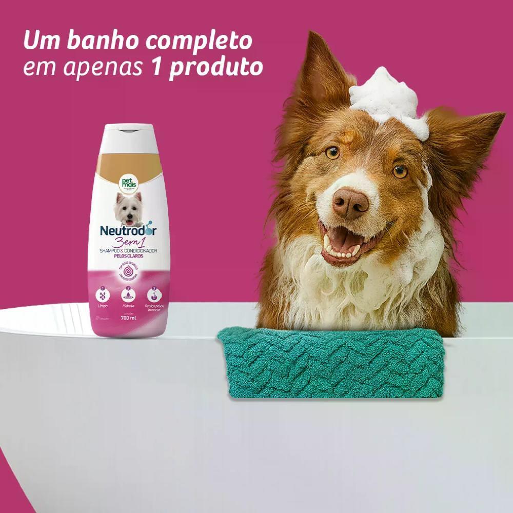 Shampoo e Condicionador 3 em 1 para Pelos Claros Neutrodor Petmais - 4