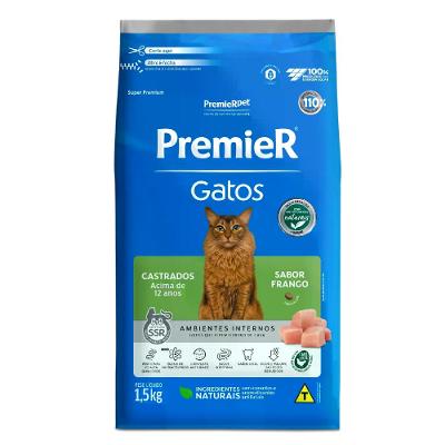 Ração Premier Ambientes Internos Gatos Adultos Castrados +12 anos