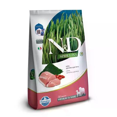 Ração N&amp;D Spirulina Cães Adultos Medium e Maxi Suíno