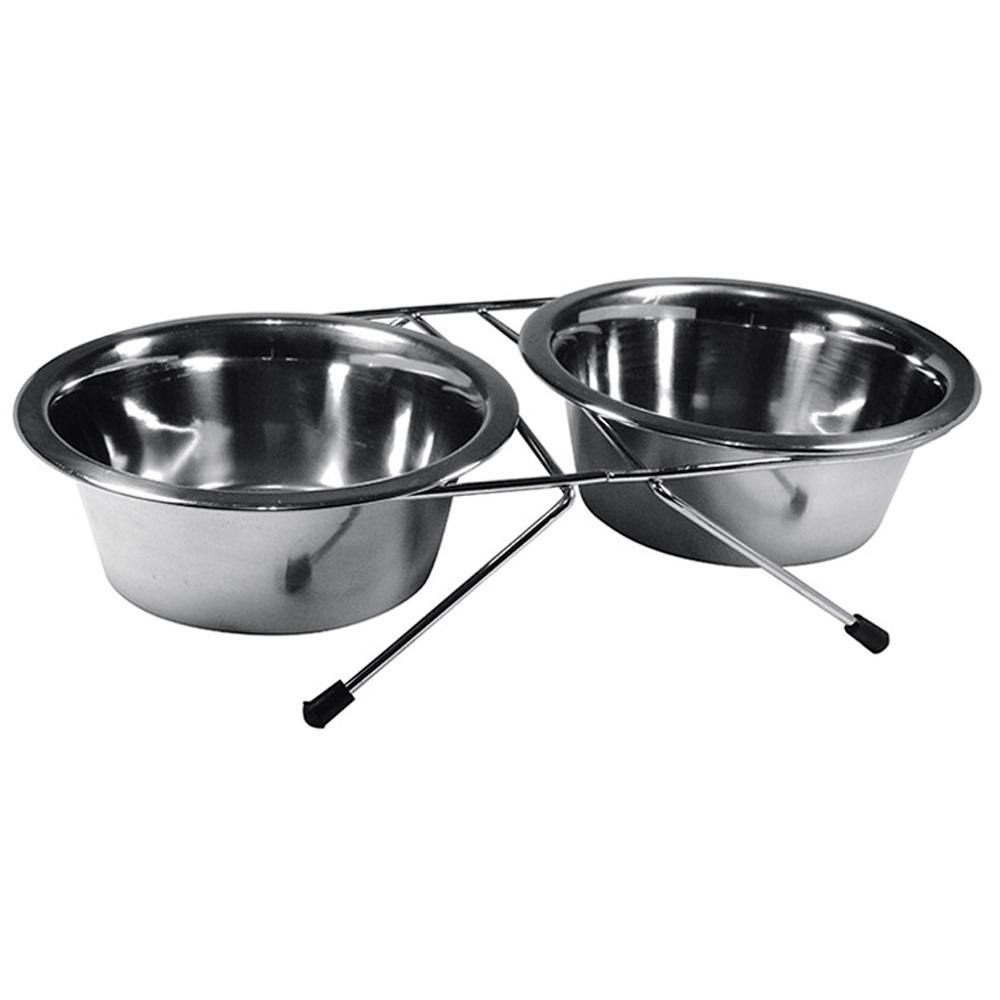 Comedouro Inox Duplo Suporte Baixo Jambo - 2