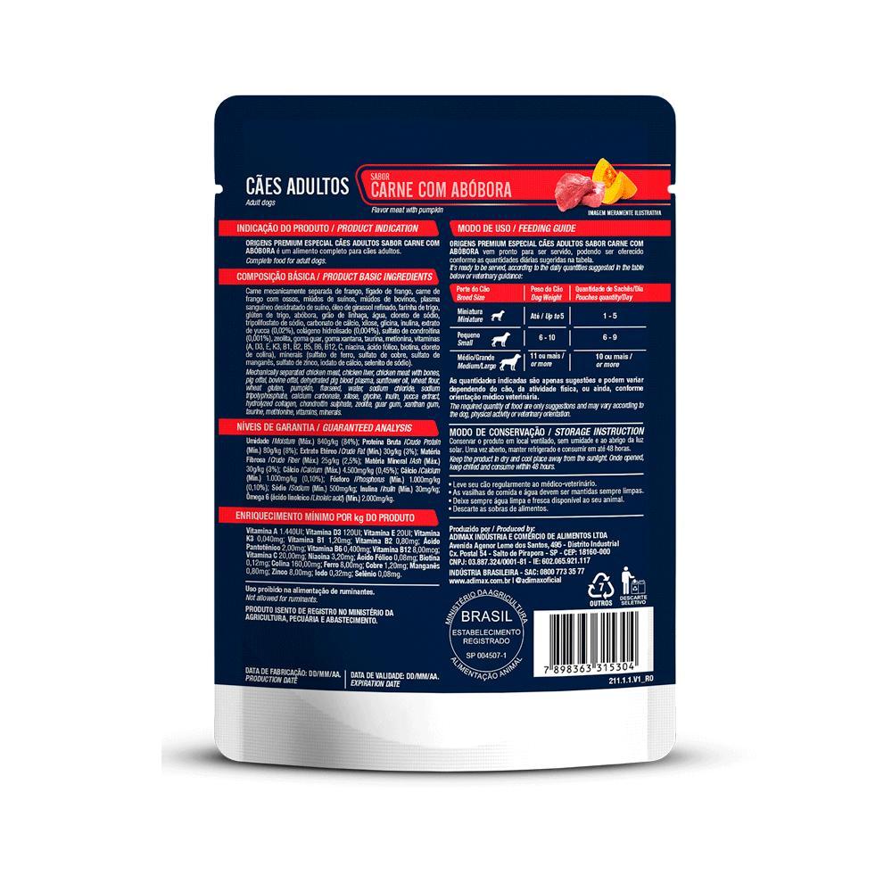 Ração Úmida Origens Cães Adultos Carne com Abóbora - 2