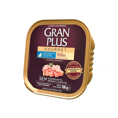 Ração Úmida GranPlus Gatos Adultos Castrados Patê Gourmet Frango