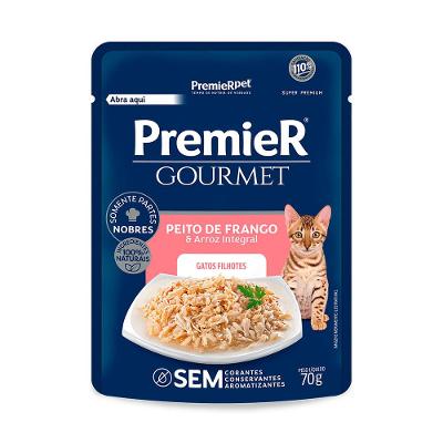 Ração Úmida Premier Gourmet Gatos Filhotes Peito de Frango e Arroz Integral