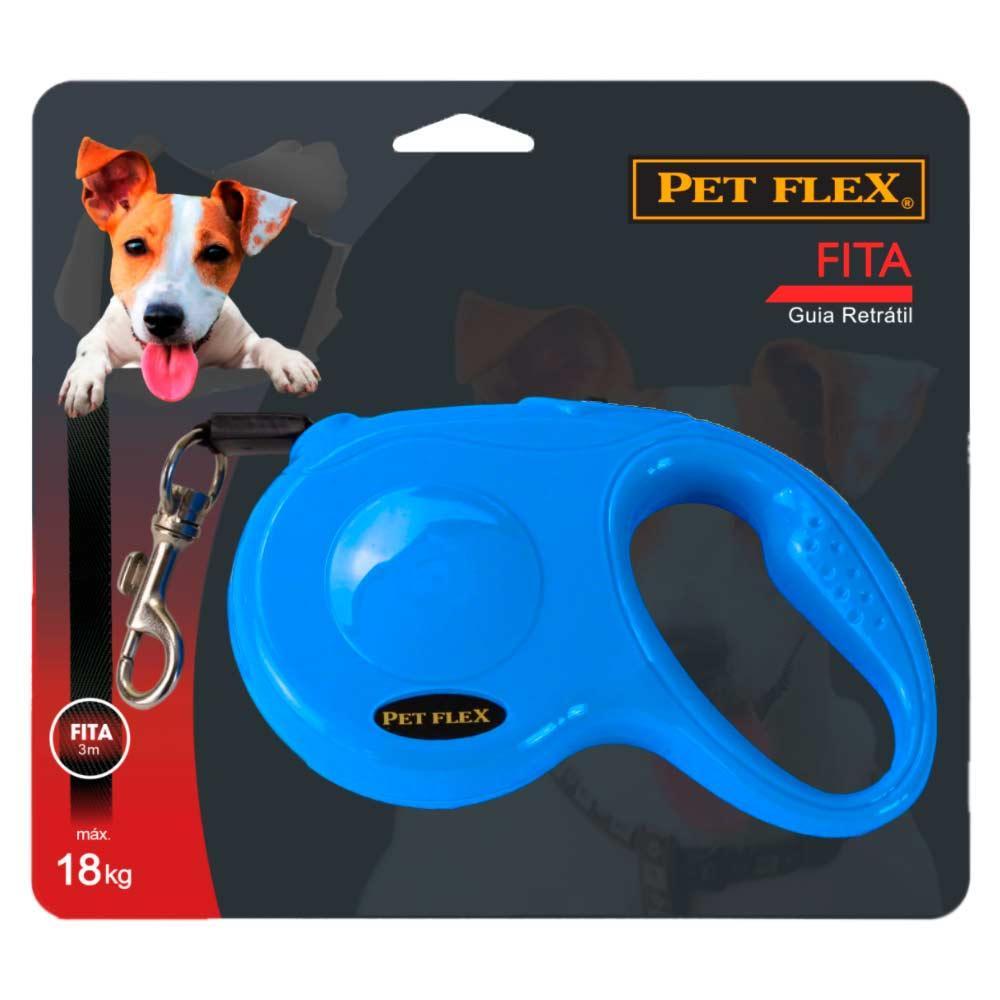 Guia Retrátil Fita Pet Flex Azul - 5