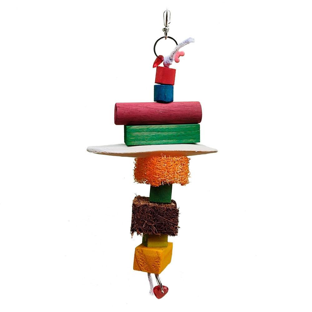 Brinquedo para Aves Pendulo com Osso e Bucha Vegetal Real Brinquedos Pet - 3