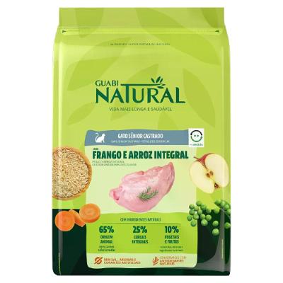 Ração Guabi Natural Gatos Sênior Castrados Frango e Arroz
