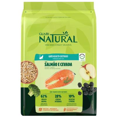 Ração Guabi Natural Gatos Adultos Castrados Salmão e Cevada