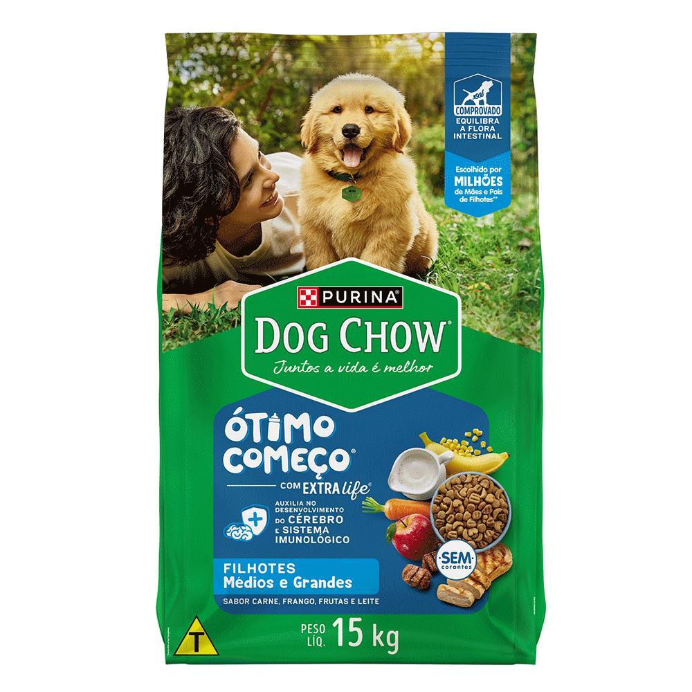 Ração Dog Chow Cães Filhotes Médios e Grandes Carne, Frango e Arroz - 1