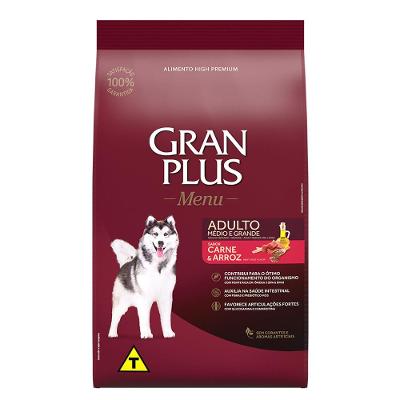 Ração GranPlus Menu Cães Adultos Carne e Arroz