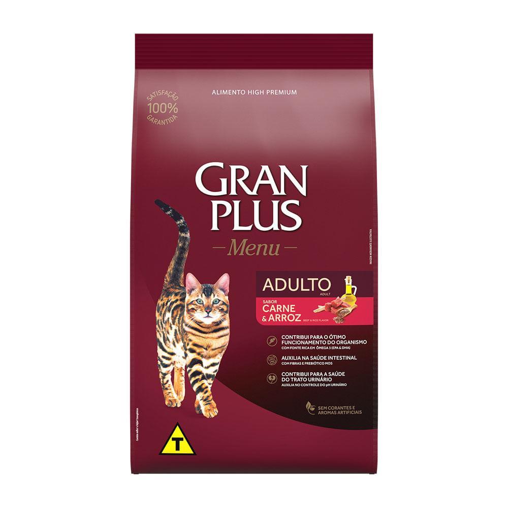 Ração GranPlus Gatos Adultos Carne e Arroz - 1