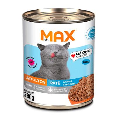 Ração Úmida Max Gatos Adultos Patê Atum e Sardinha