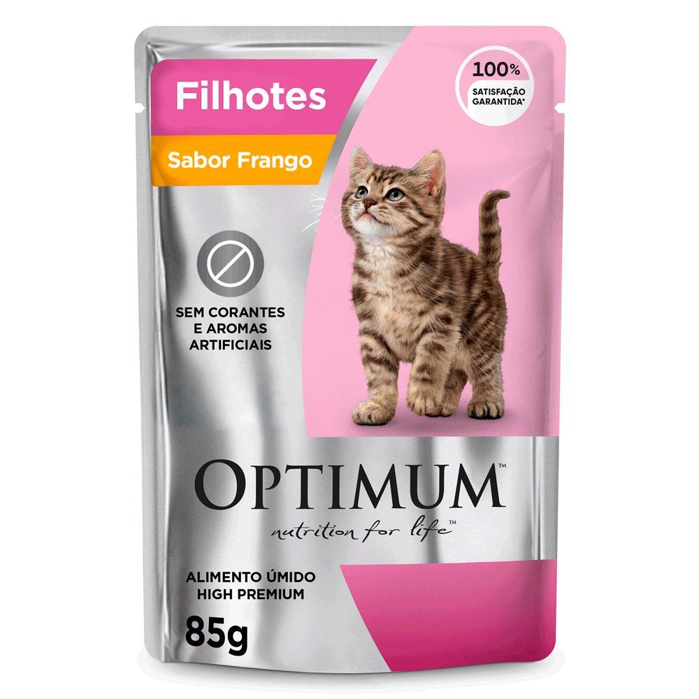 Ração Úmida Optimum Sachê Gatos Filhotes Frango - 1