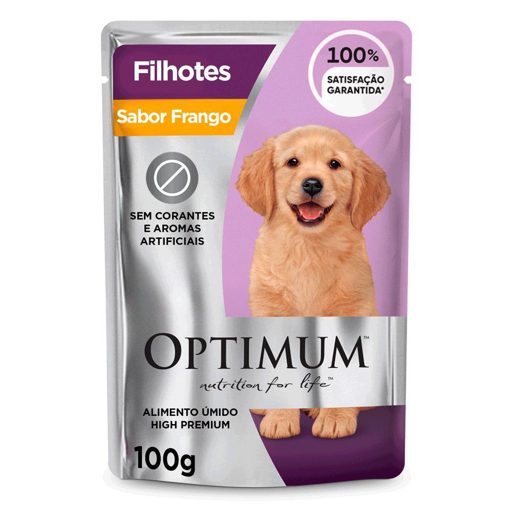 Ração Úmida Optimum Sachê Cães Filhotes Frango - 1