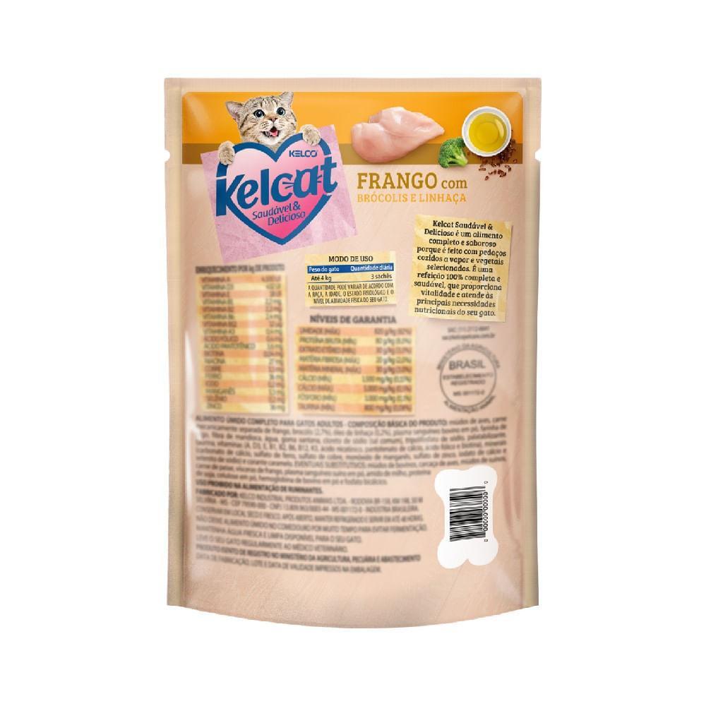 Ração Úmida Kelcat Frango com Brócolis e Linhaça - 3
