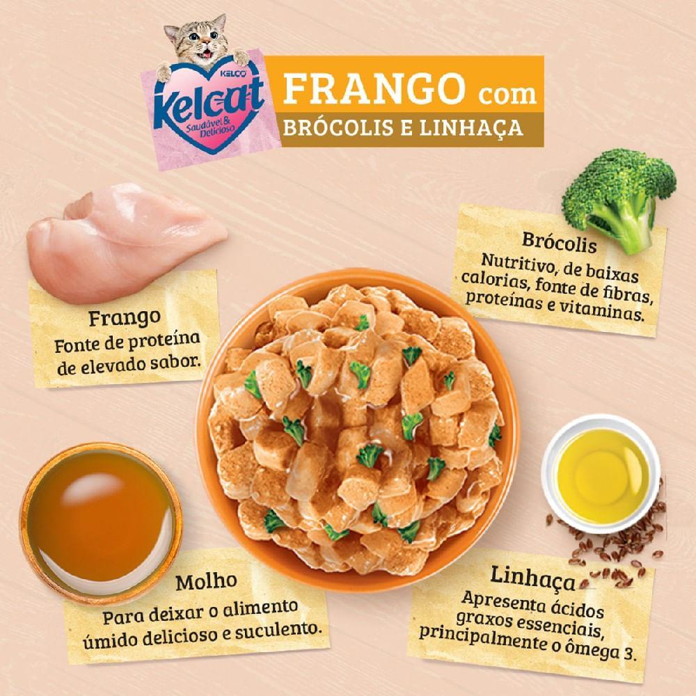 Ração Úmida Kelcat Frango com Brócolis e Linhaça - 6