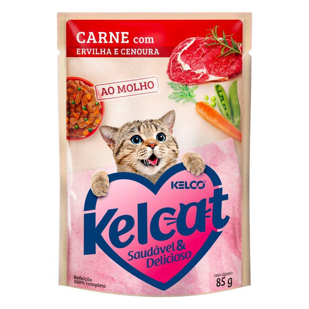 Ração Úmida Kelcat Carne com Ervilha e Cenoura - 1