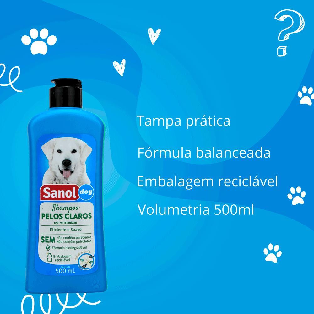 Shampoo Pelos Claros Cães e Gatos Sanol - 7